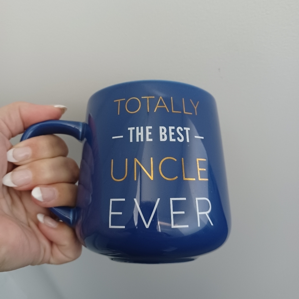 Vintage INDIGO Statement Coffee Mug Teacup Totally the Best Uncle Ever Blue Gold